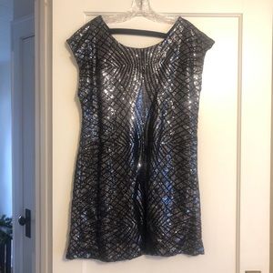 Sequin Open Back Mini Dress